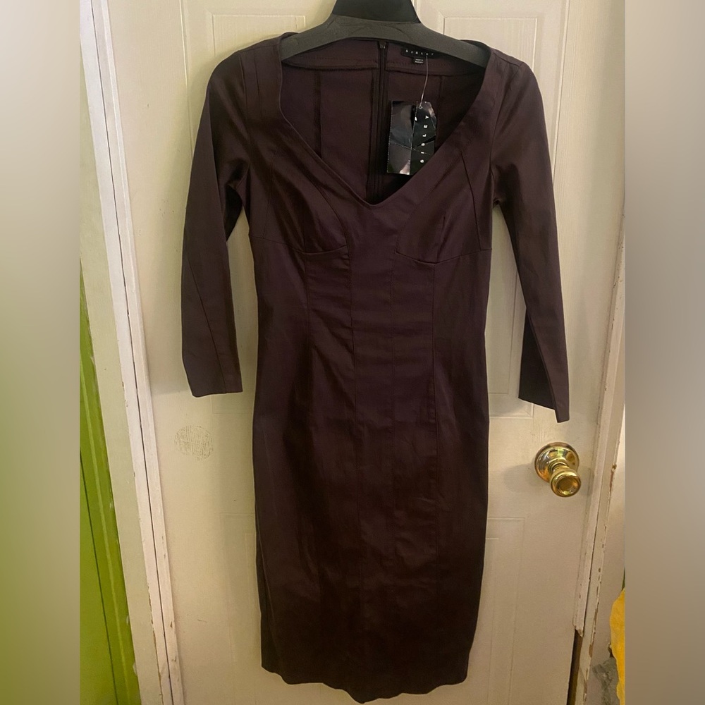 Sisley Chocolate Brown Long Sleeve Sheath Dress